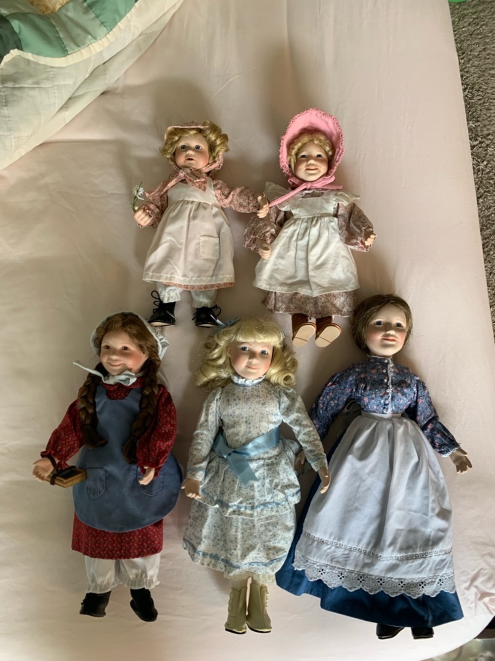 Vintage-Style Porcelain Ashton Drake Laura Ingalls Wilder Dolls